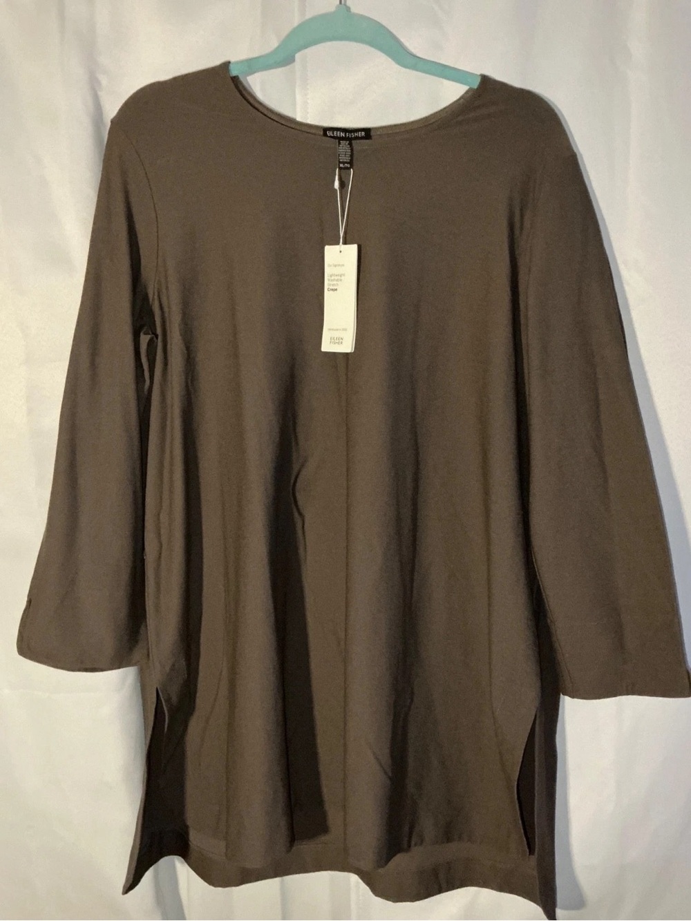 Eileen Fisher Chocolate-Brown Relaxed Knit Tunic